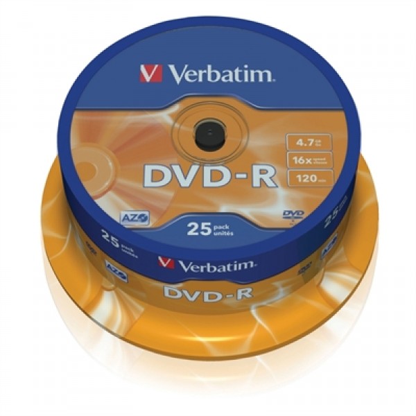 Verbatim dvd-r 4.7gb 16x tarrina 25uds